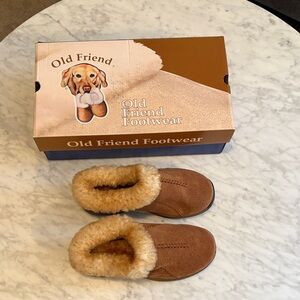 Old Friend Footwear Women's Brown Suede Moccasins with Sheepskin Lining